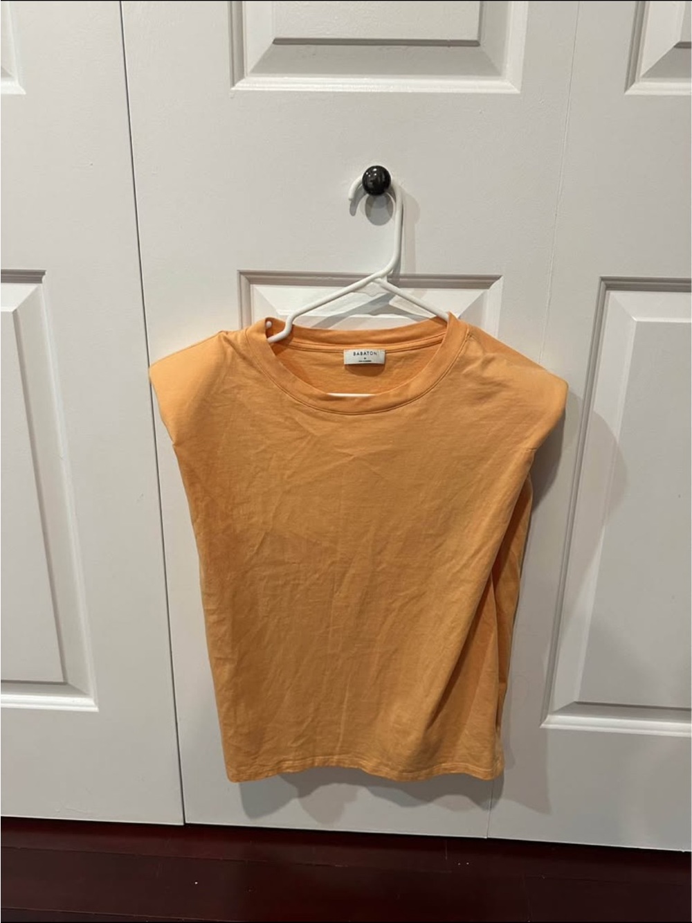Babaton Sleeveless shoulder padded Top in Orange